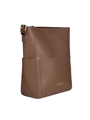 brown leatherette (pu) regular sling bag - 17001250 - Standard Image - 4