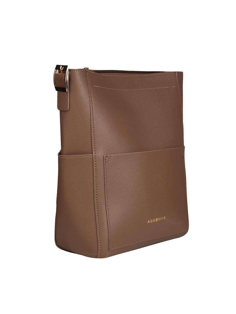 brown leatherette (pu) regular sling bag - 17001250 - Zoom Image - 4