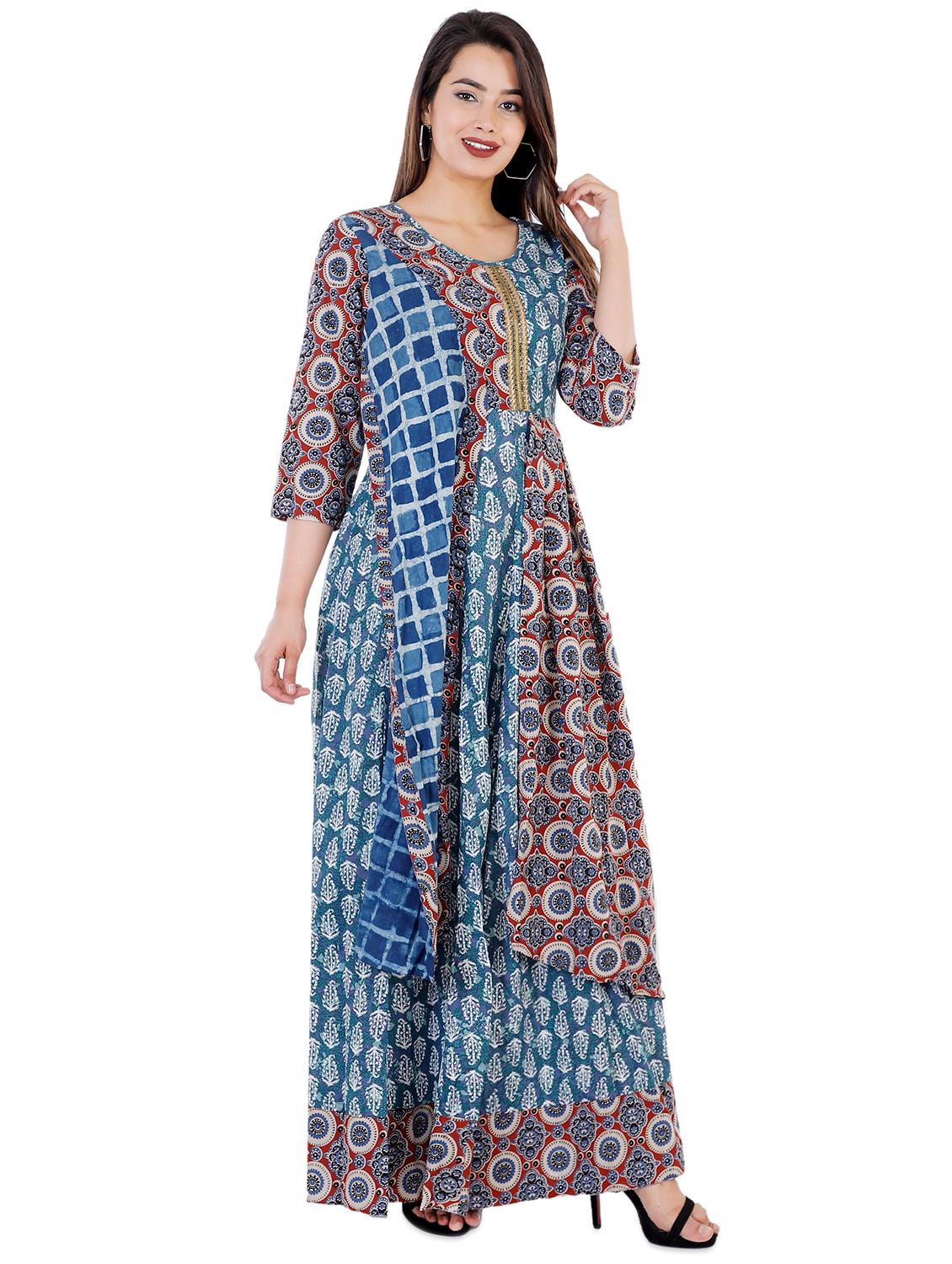 printed layered kurta - 17001355 - Zoom Image - 1
