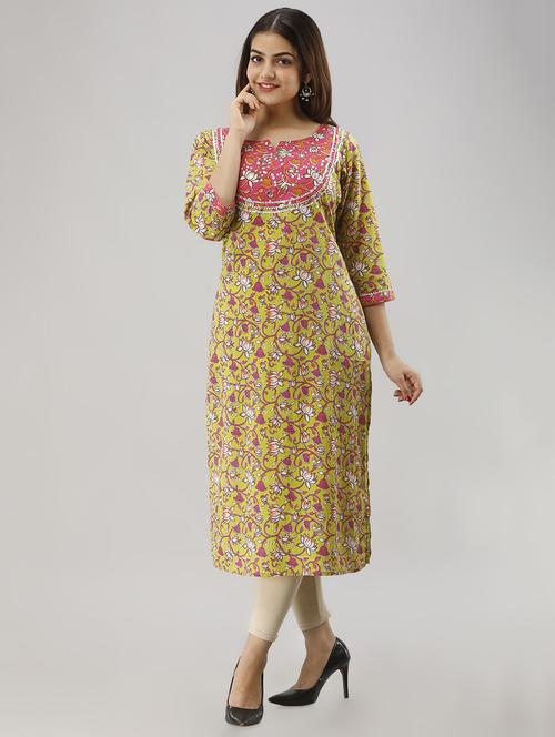 floral straight kurta - 17001379 - Very Small Image - 1