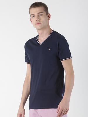 navy blue solid t-shirt - 17001506 - Standard Image - 2