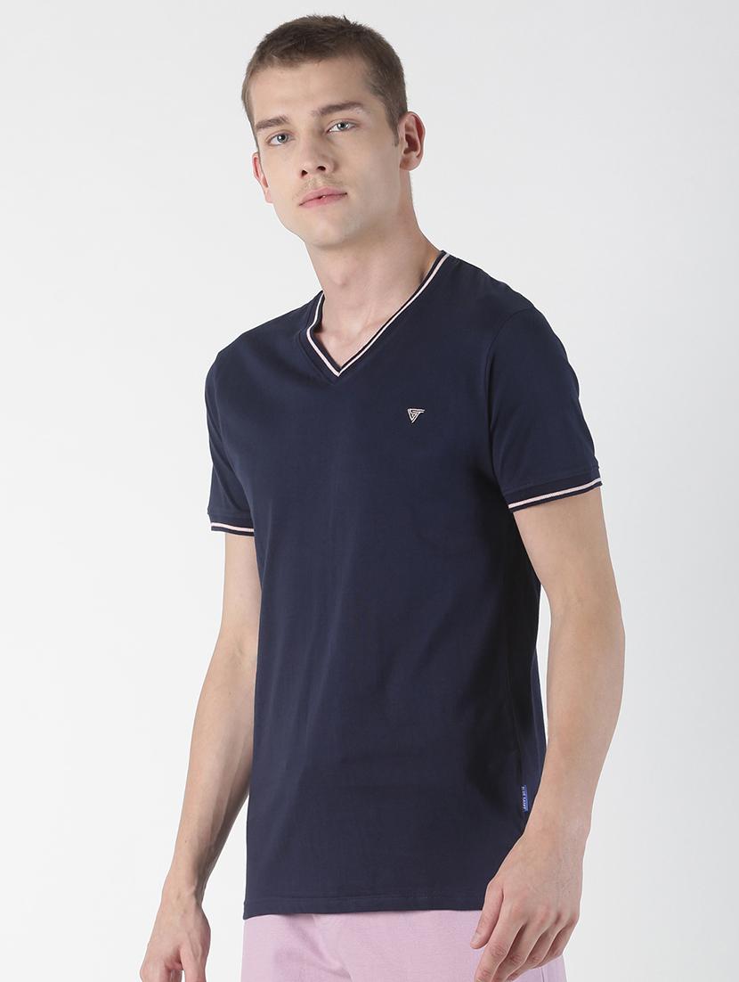navy blue solid t-shirt - 17001506 - Zoom Image - 2