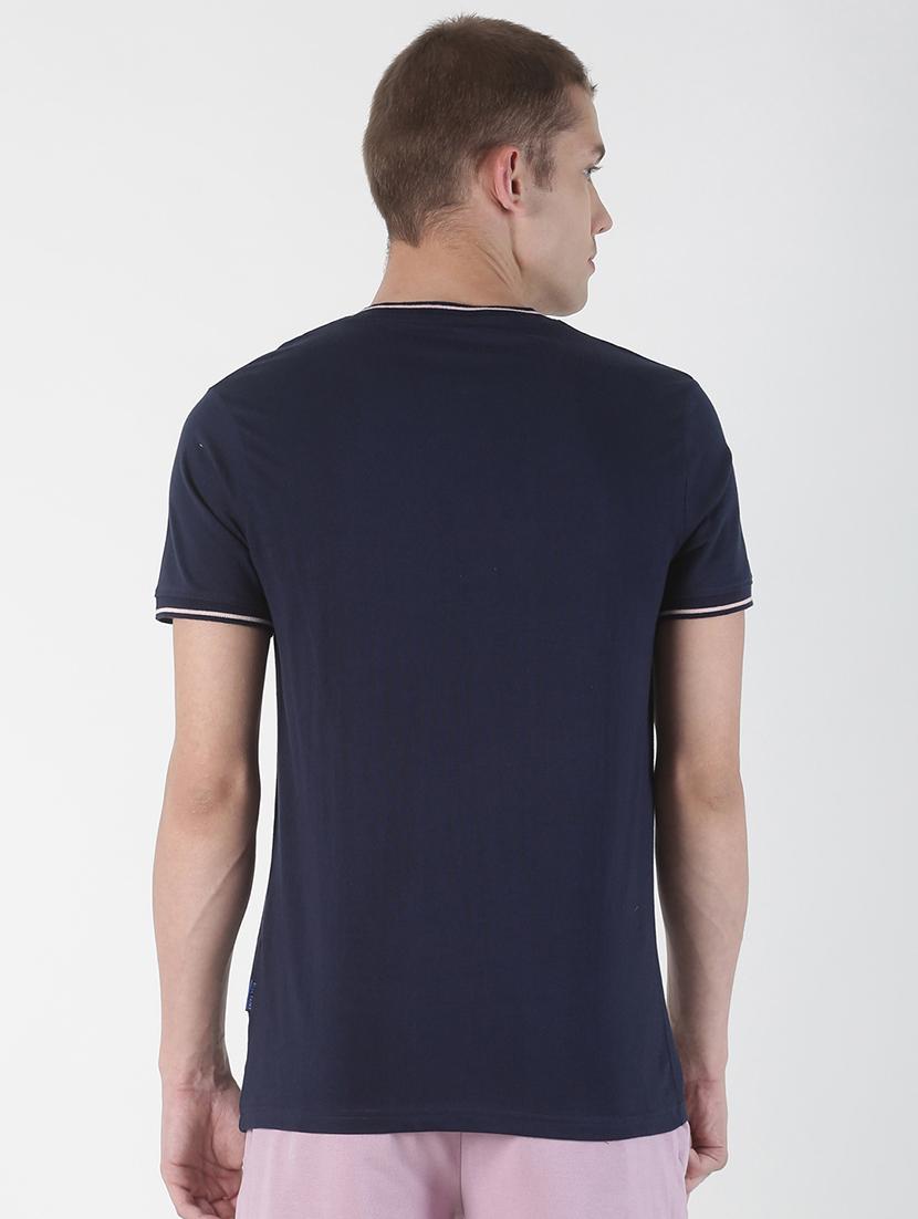 navy blue solid t-shirt - 17001506 - Zoom Image - 3