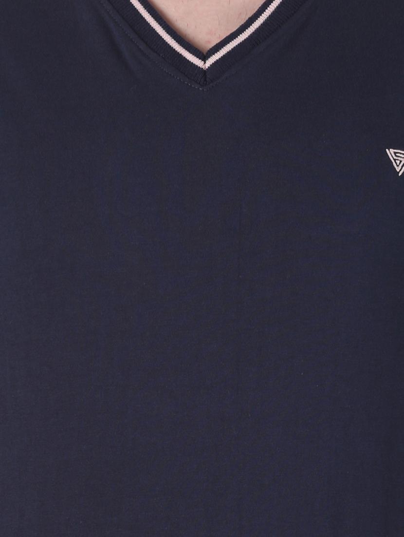 navy blue solid t-shirt - 17001506 - Zoom Image - 5