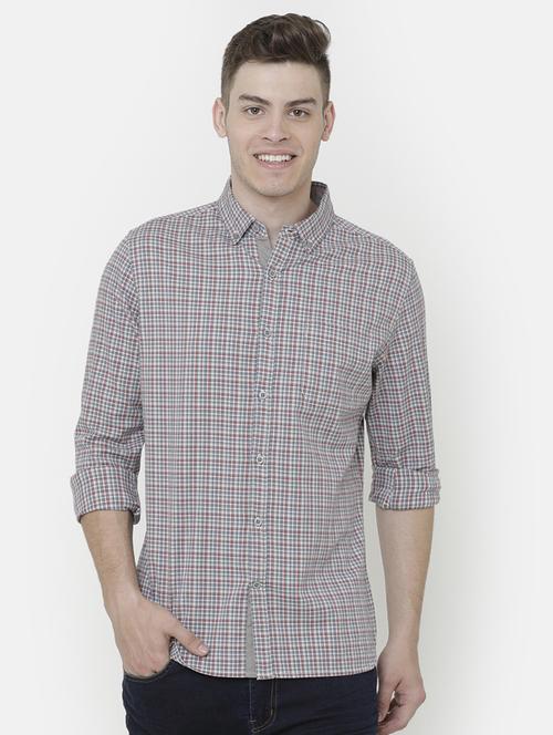 grey checkered casual shirt - 17001561 - Standard Image - 1