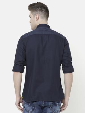 navy blue striped casual shirt - 17001562 - Standard Image - 3
