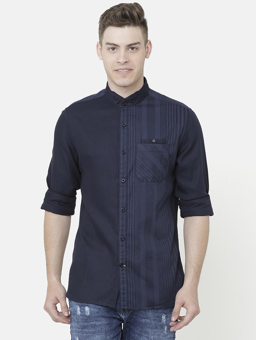 navy blue striped casual shirt - 17001562 - Zoom Image - 1