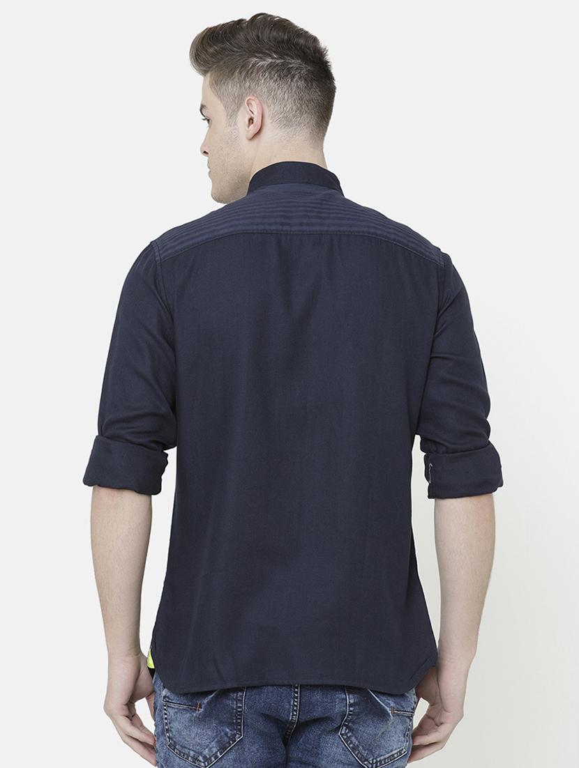 navy blue striped casual shirt - 17001562 - Zoom Image - 3