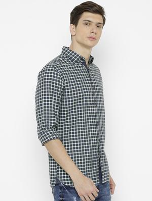 navy blue checkered casual shirt - 17001583 - Standard Image - 2