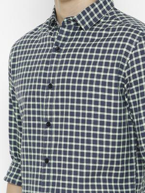 navy blue checkered casual shirt - 17001583 - Standard Image - 5