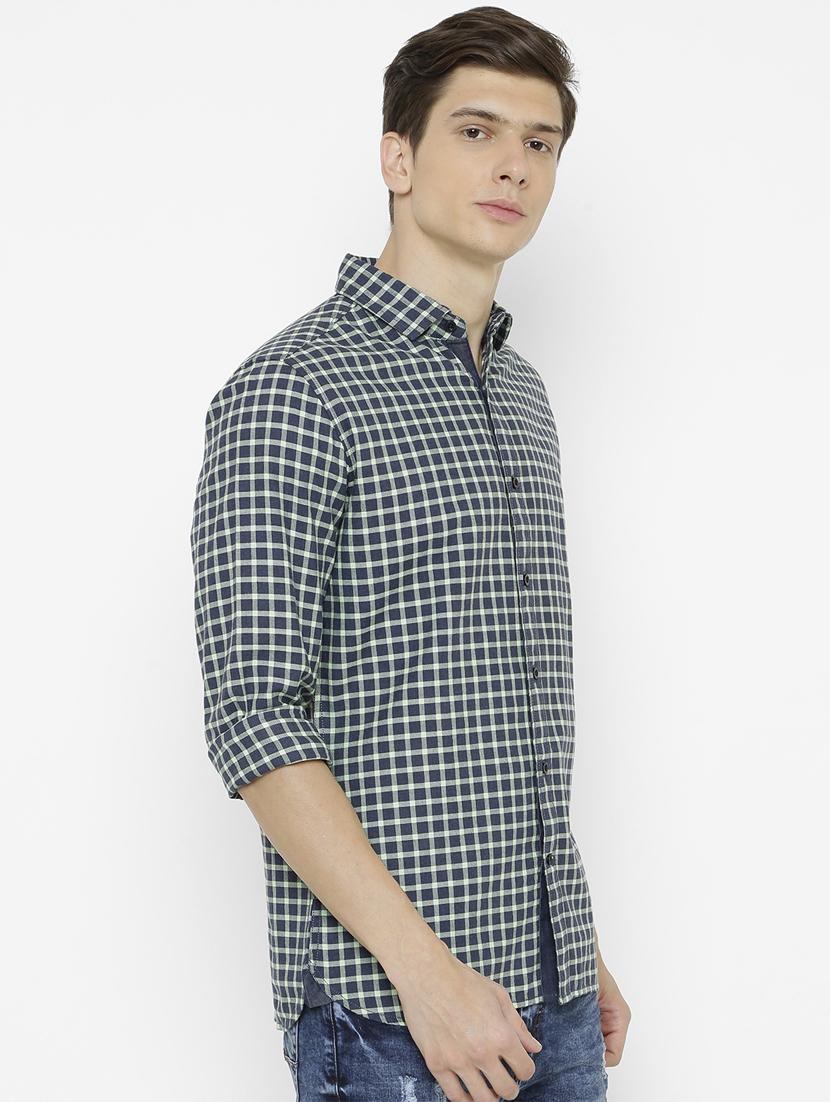 navy blue checkered casual shirt - 17001583 - Zoom Image - 2