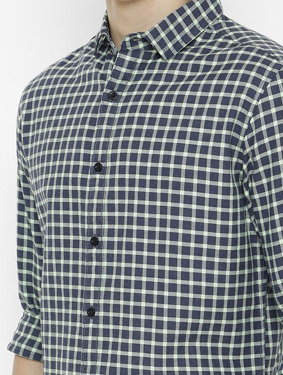 navy blue checkered casual shirt - 17001583 - Zoom Image - 5