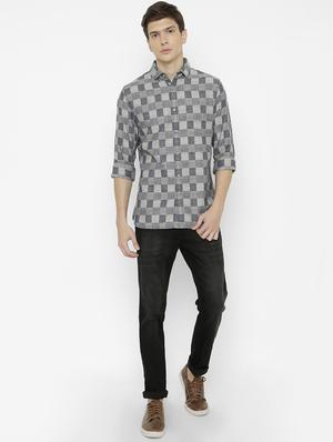 grey checkered casual shirt - 17001591 - Standard Image - 4