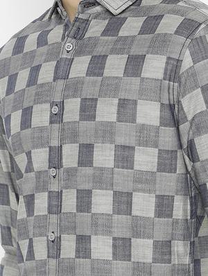 grey checkered casual shirt - 17001591 - Standard Image - 5