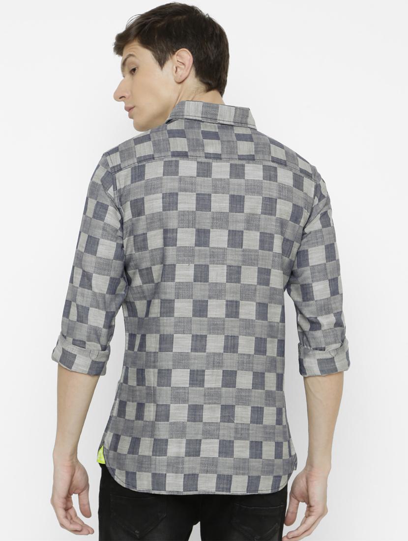 grey checkered casual shirt - 17001591 - Zoom Image - 3