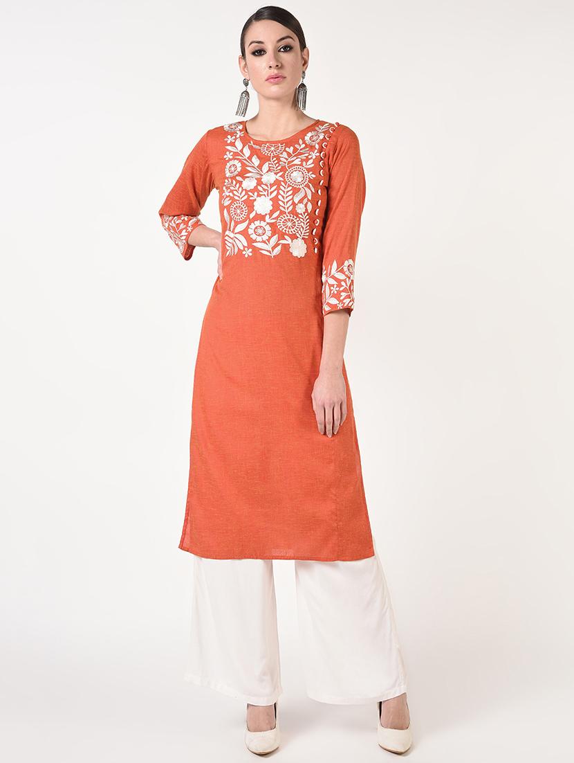 embroidered kurta palazzo set - 17001623 - Zoom Image - 1