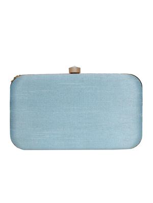 blue faux silk box clutch - 17001695 - Standard Image - 2