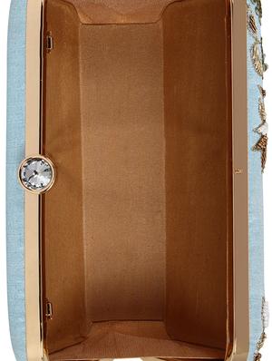 blue faux silk box clutch - 17001695 - Standard Image - 3