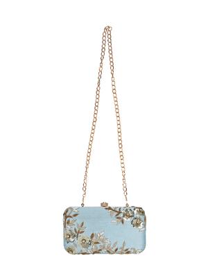 blue faux silk box clutch - 17001695 - Standard Image - 5