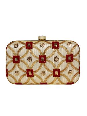 beige faux silk box clutch - 17001696 - Standard Image - 2