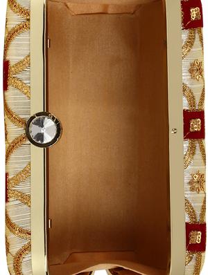 beige faux silk box clutch - 17001696 - Standard Image - 3