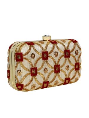 beige faux silk box clutch - 17001696 - Standard Image - 4