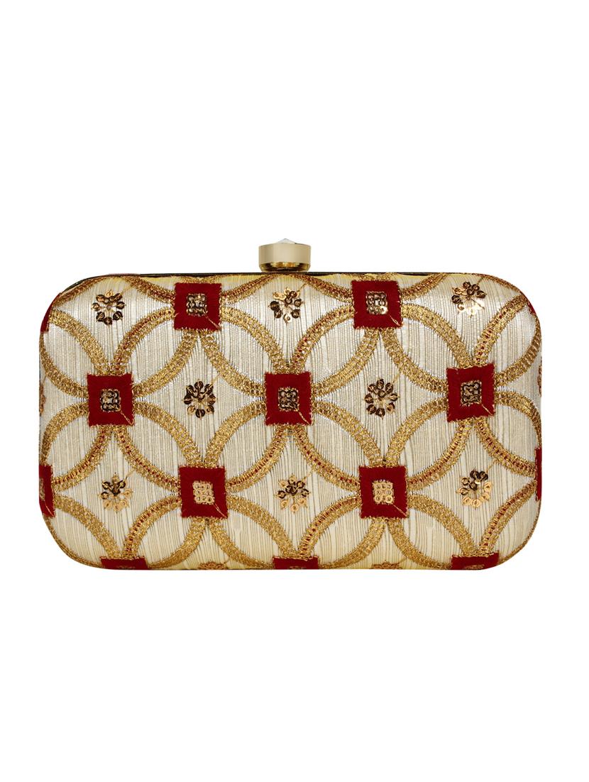 beige faux silk box clutch - 17001696 - Zoom Image - 2