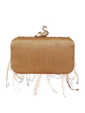 beige faux silk box clutch - 17001701 - Standard Image - 2