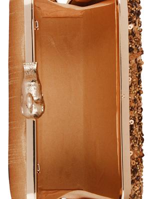 beige faux silk box clutch - 17001701 - Standard Image - 3
