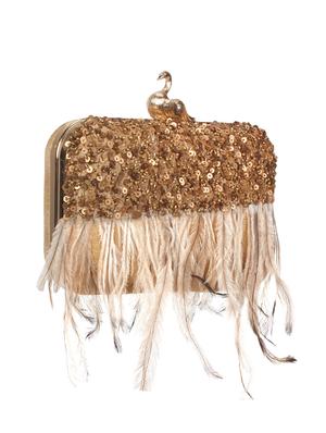 beige faux silk box clutch - 17001701 - Standard Image - 4