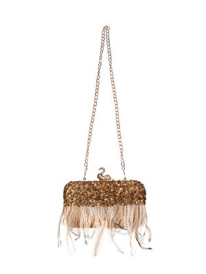 beige faux silk box clutch - 17001701 - Standard Image - 5