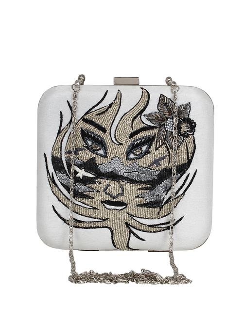 white faux silk box clutch - 17001707 - Standard Image - 1