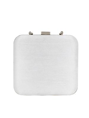 white faux silk box clutch - 17001707 - Standard Image - 2