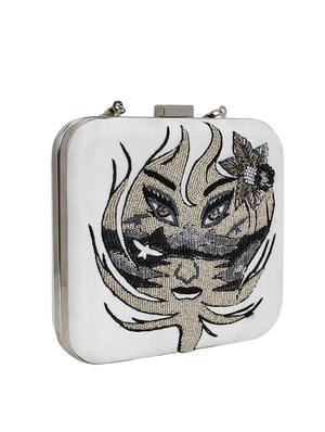 white faux silk box clutch - 17001707 - Standard Image - 4