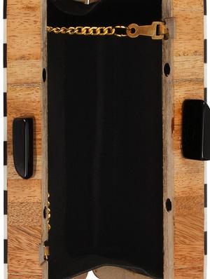 black wood box clutch - 17001716 - Standard Image - 3
