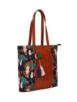 brown canvas regular handbag - 17001728 - Standard Image - 5