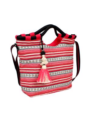 pink cotton regular handbag - 17001732 - Standard Image - 4