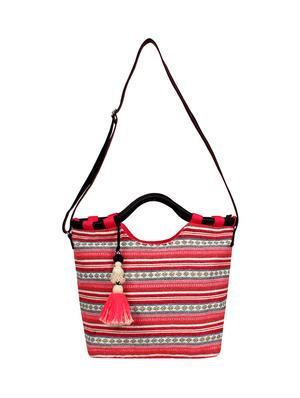 pink cotton regular handbag - 17001732 - Standard Image - 5