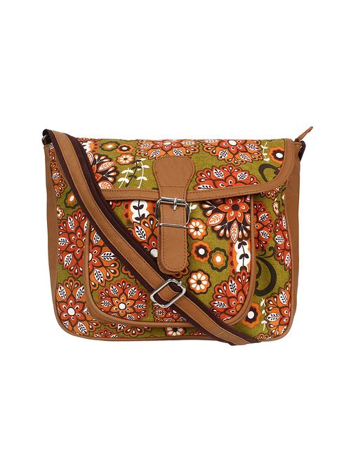 brown canvas regular sling bag - 17001748 - Standard Image - 1