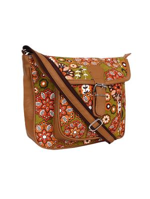brown canvas regular sling bag - 17001748 - Standard Image - 4