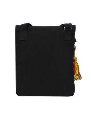 black cotton regular sling bag - 17001749 - Standard Image - 2