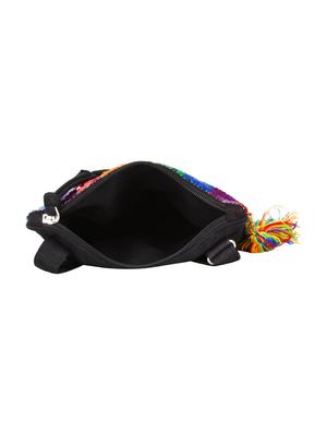 black cotton regular sling bag - 17001749 - Standard Image - 3
