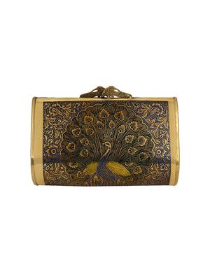gold metal box clutch - 17001759 - Standard Image - 2