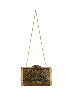 gold metal box clutch - 17001759 - Standard Image - 5