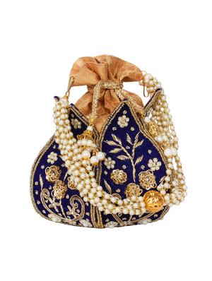 blue velvet ethnic potli - 17001764 - Standard Image - 2