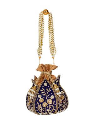 blue velvet ethnic potli - 17001764 - Standard Image - 5