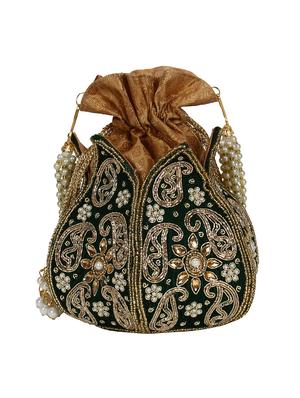 green velvet ethnic potli - 17001766 - Standard Image - 2