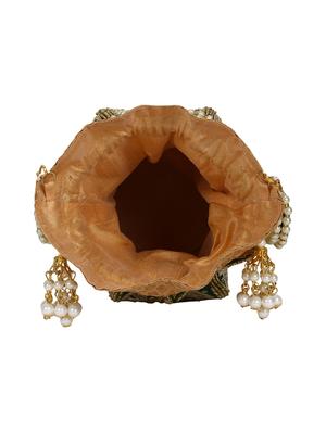 green velvet ethnic potli - 17001766 - Standard Image - 3