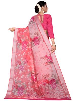 floral printed saree with blouse - 17002076 - Standard Image - 2