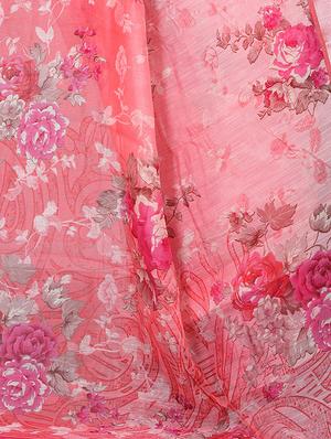 floral printed saree with blouse - 17002076 - Standard Image - 4